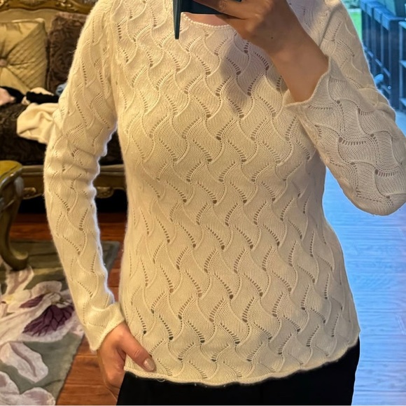 Inhabit Sweaters - I. Magnin Women's Beige 100% Cashmere Sequin Sweater Size L